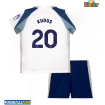 Tottenham Hotspur Mohammed Kudus #20 Heimtrikotsatz Kinder 2025-26 Kurzarm (+ Kurze Hosen)